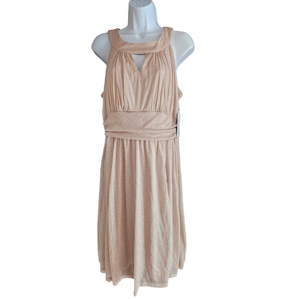 En Focus Studio size 14 light pink beige glitter dress cut outs NWT